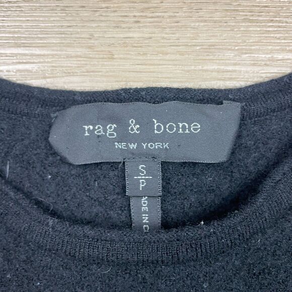 Rag Bone Sweater Womens Small Black Merino Wool V Knit Casual - Picture 3 of 8